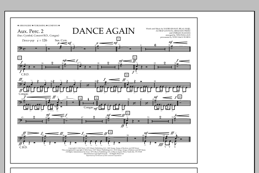 Download Tom Wallace Dance Again - Aux. Perc. 2 Sheet Music and learn how to play Marching Band PDF digital score in minutes