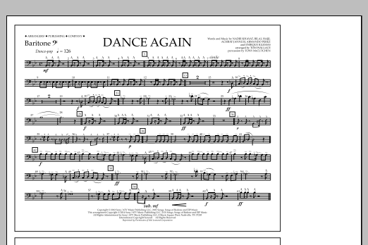 Download Tom Wallace Dance Again - Baritone B.C. Sheet Music and learn how to play Marching Band PDF digital score in minutes