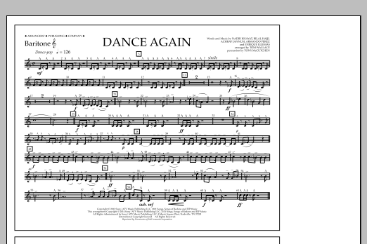 Download Tom Wallace Dance Again - Baritone T.C. Sheet Music and learn how to play Marching Band PDF digital score in minutes