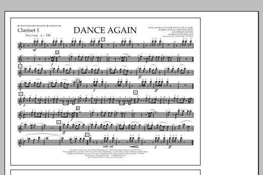 Download Tom Wallace Dance Again - Clarinet 1 Sheet Music and learn how to play Marching Band PDF digital score in minutes