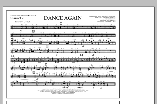 Download Tom Wallace Dance Again - Clarinet 2 Sheet Music and learn how to play Marching Band PDF digital score in minutes
