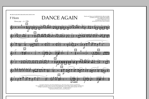 Download Tom Wallace Dance Again - F Horn Sheet Music and learn how to play Marching Band PDF digital score in minutes