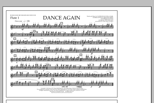 Download Tom Wallace Dance Again - Flute 1 Sheet Music and learn how to play Marching Band PDF digital score in minutes