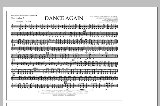 Download Tom Wallace Dance Again - Marimba 2 Sheet Music and learn how to play Marching Band PDF digital score in minutes