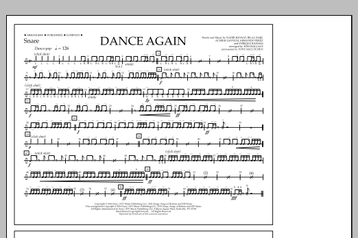 Download Tom Wallace Dance Again - Snare Sheet Music and learn how to play Marching Band PDF digital score in minutes