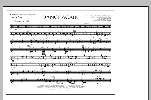 Download Tom Wallace Dance Again - Tenor Sax Sheet Music and learn how to play Marching Band PDF digital score in minutes