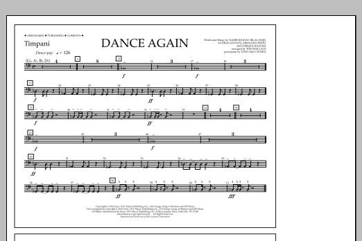 Download Tom Wallace Dance Again - Timpani Sheet Music and learn how to play Marching Band PDF digital score in minutes