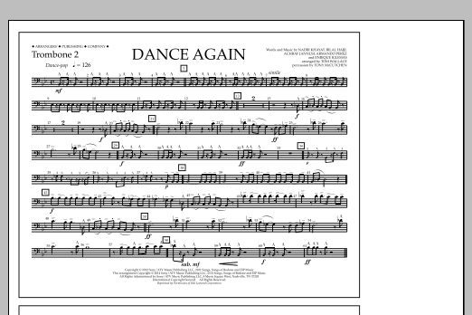 Download Tom Wallace Dance Again - Trombone 2 Sheet Music and learn how to play Marching Band PDF digital score in minutes