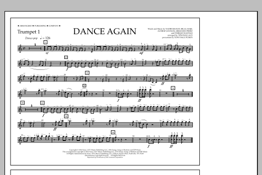 Download Tom Wallace Dance Again - Trumpet 1 Sheet Music and learn how to play Marching Band PDF digital score in minutes