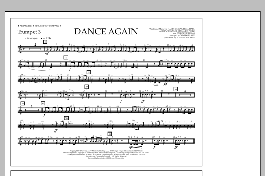 Download Tom Wallace Dance Again - Trumpet 3 Sheet Music and learn how to play Marching Band PDF digital score in minutes