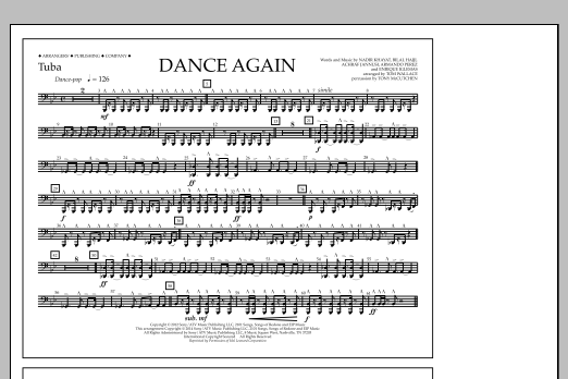 Download Tom Wallace Dance Again - Tuba Sheet Music and learn how to play Marching Band PDF digital score in minutes