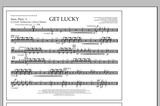 Download Tom Wallace Get Lucky - Aux. Perc. 1 Sheet Music and learn how to play Marching Band PDF digital score in minutes