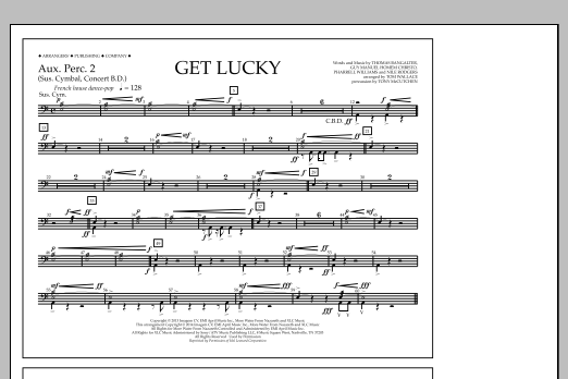 Download Tom Wallace Get Lucky - Aux. Perc. 2 Sheet Music and learn how to play Marching Band PDF digital score in minutes