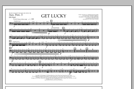 Download Tom Wallace Get Lucky - Aux. Perc. 3 Sheet Music and learn how to play Marching Band PDF digital score in minutes