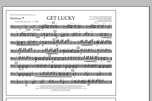 Download Tom Wallace Get Lucky - Baritone B.C. Sheet Music and learn how to play Marching Band PDF digital score in minutes