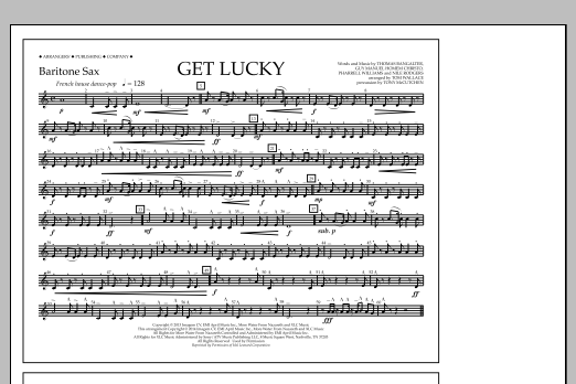 Download Tom Wallace Get Lucky - Baritone Sax Sheet Music and learn how to play Marching Band PDF digital score in minutes
