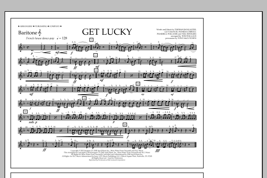 Download Tom Wallace Get Lucky - Baritone T.C. Sheet Music and learn how to play Marching Band PDF digital score in minutes