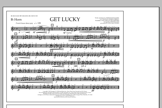 Download Tom Wallace Get Lucky - Bb Horn Sheet Music and learn how to play Marching Band PDF digital score in minutes