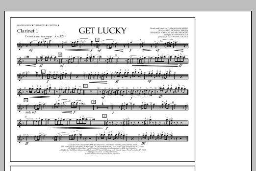 Download Tom Wallace Get Lucky - Clarinet 1 Sheet Music and learn how to play Marching Band PDF digital score in minutes