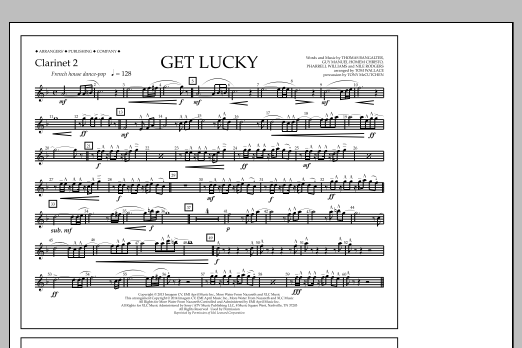 Download Tom Wallace Get Lucky - Clarinet 2 Sheet Music and learn how to play Marching Band PDF digital score in minutes