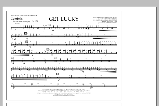 Download Tom Wallace Get Lucky - Cymbals Sheet Music and learn how to play Marching Band PDF digital score in minutes