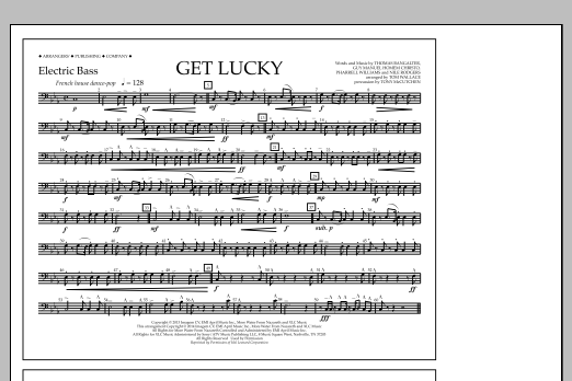 Download Tom Wallace Get Lucky - Electric Bass Sheet Music and learn how to play Marching Band PDF digital score in minutes