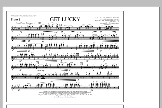 Download Tom Wallace Get Lucky - Flute 1 Sheet Music and learn how to play Marching Band PDF digital score in minutes
