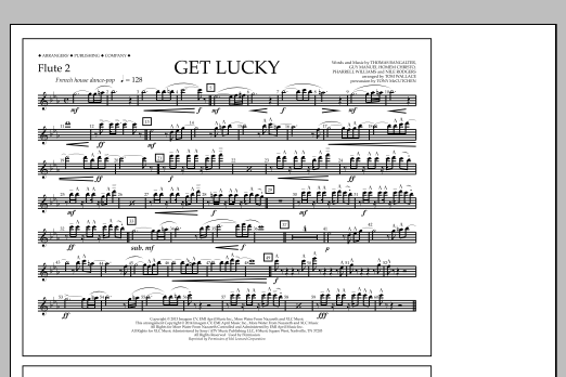 Download Tom Wallace Get Lucky - Flute 2 Sheet Music and learn how to play Marching Band PDF digital score in minutes