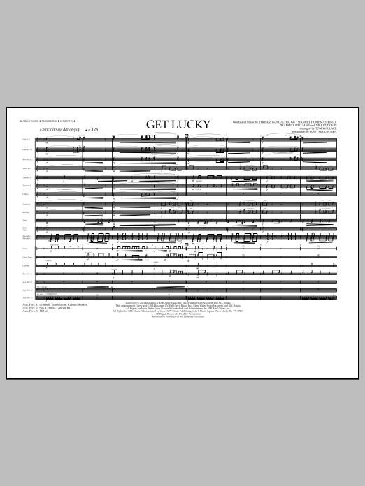Download Tom Wallace Get Lucky - Full Score Sheet Music and learn how to play Marching Band PDF digital score in minutes