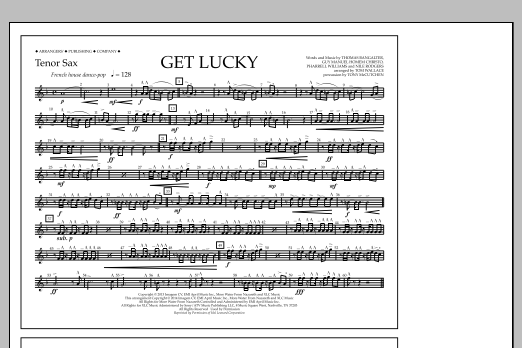Download Tom Wallace Get Lucky - Tenor Sax Sheet Music and learn how to play Marching Band PDF digital score in minutes