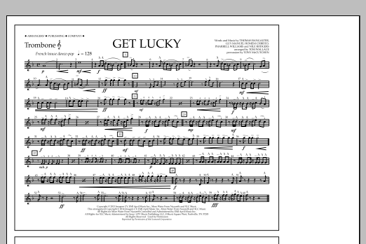 Download Tom Wallace Get Lucky - Trombone T.C. Sheet Music and learn how to play Marching Band PDF digital score in minutes