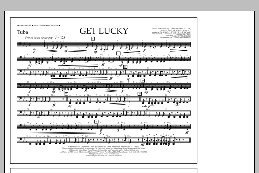 Download Tom Wallace Get Lucky - Tuba Sheet Music and learn how to play Marching Band PDF digital score in minutes