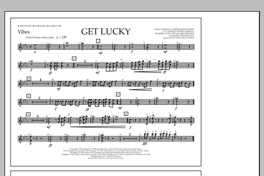 Download Tom Wallace Get Lucky - Vibes Sheet Music and learn how to play Marching Band PDF digital score in minutes