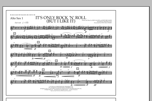 Download Tom Wallace It's Only Rock 'n' Roll (But I Like It) - Alto Sax 1 Sheet Music and learn how to play Marching Band PDF digital score in minutes