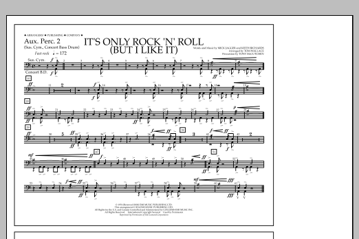 Download Tom Wallace It's Only Rock 'n' Roll (But I Like It) - Aux. Perc. 2 Sheet Music and learn how to play Marching Band PDF digital score in minutes