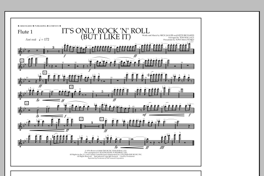 Download Tom Wallace It's Only Rock 'n' Roll (But I Like It) - Flute 1 Sheet Music and learn how to play Marching Band PDF digital score in minutes