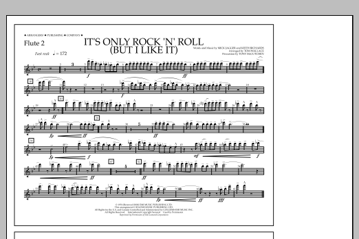 Download Tom Wallace It's Only Rock 'n' Roll (But I Like It) - Flute 2 Sheet Music and learn how to play Marching Band PDF digital score in minutes