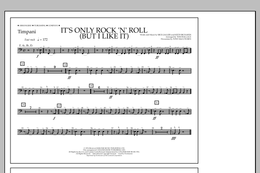 Download Tom Wallace It's Only Rock 'n' Roll (But I Like It) - Timpani Sheet Music and learn how to play Marching Band PDF digital score in minutes