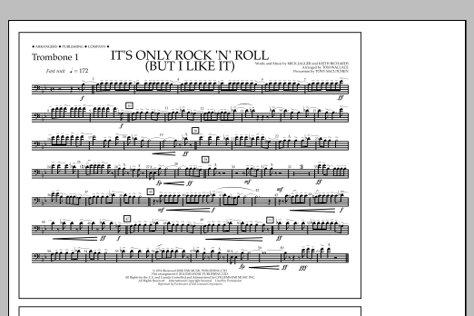 Download Tom Wallace It's Only Rock 'n' Roll (But I Like It) - Trombone 1 Sheet Music and learn how to play Marching Band PDF digital score in minutes