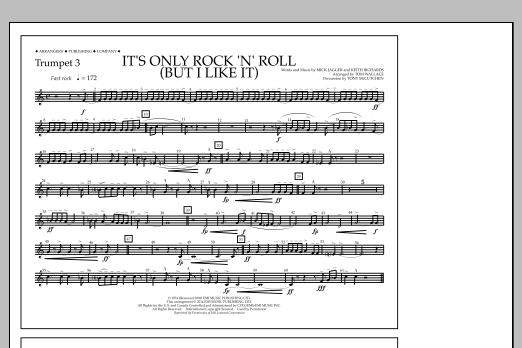 Download Tom Wallace It's Only Rock 'n' Roll (But I Like It) - Trumpet 3 Sheet Music and learn how to play Marching Band PDF digital score in minutes