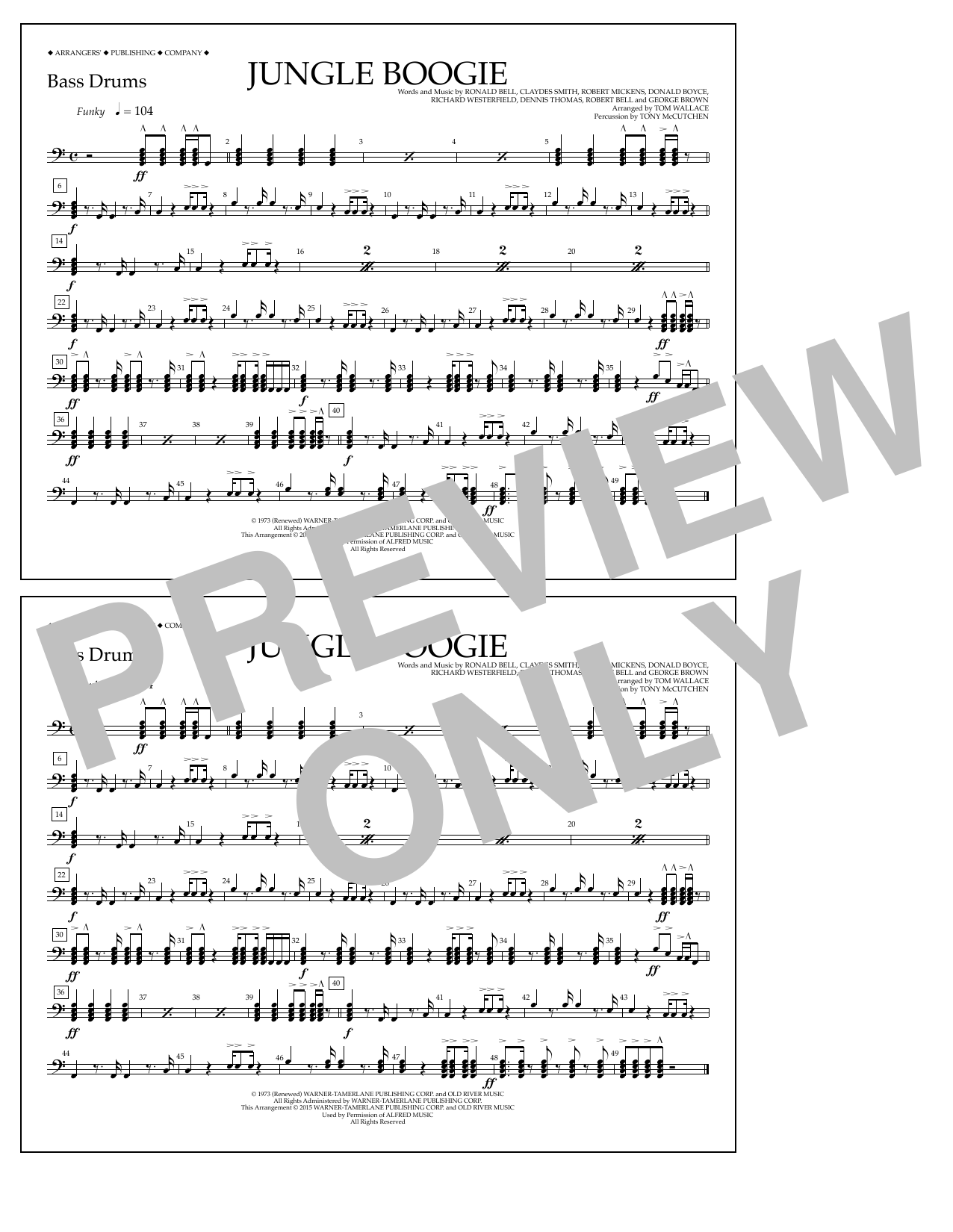 Download Tom Wallace Jungle Boogie - Bass Drums Sheet Music and learn how to play Marching Band PDF digital score in minutes