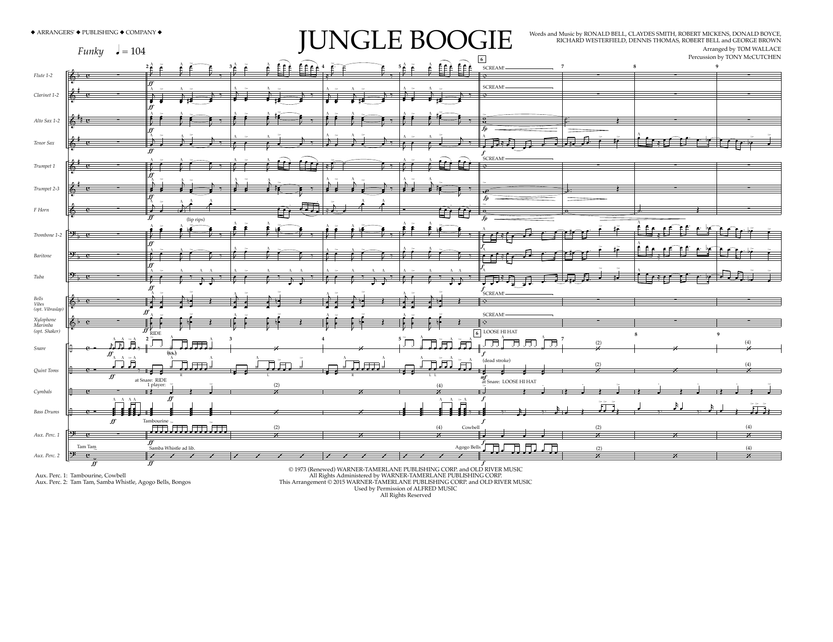 Download Tom Wallace Jungle Boogie - Full Score Sheet Music and learn how to play Marching Band PDF digital score in minutes