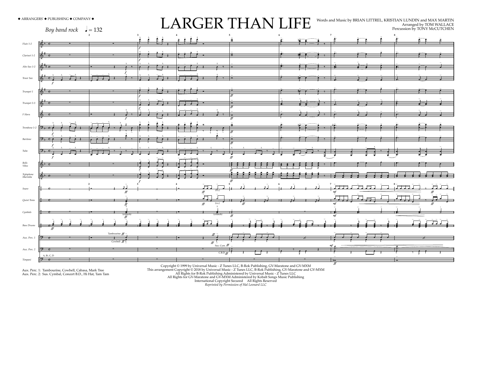 Download Tom Wallace Larger Than Life - Full Score Sheet Music and learn how to play Marching Band PDF digital score in minutes
