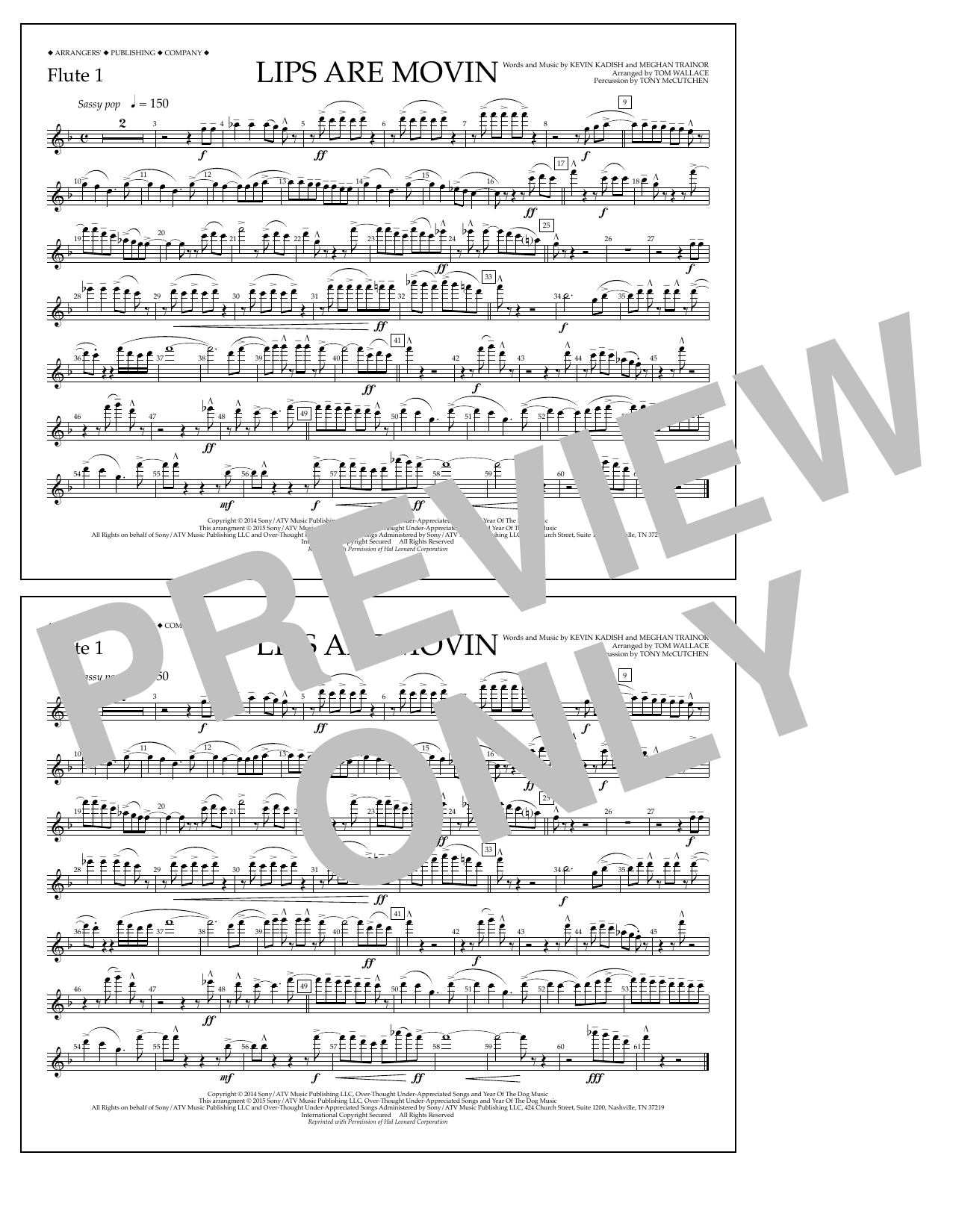 Download Tom Wallace Lips Are Movin - Flute 1 Sheet Music and learn how to play Marching Band PDF digital score in minutes