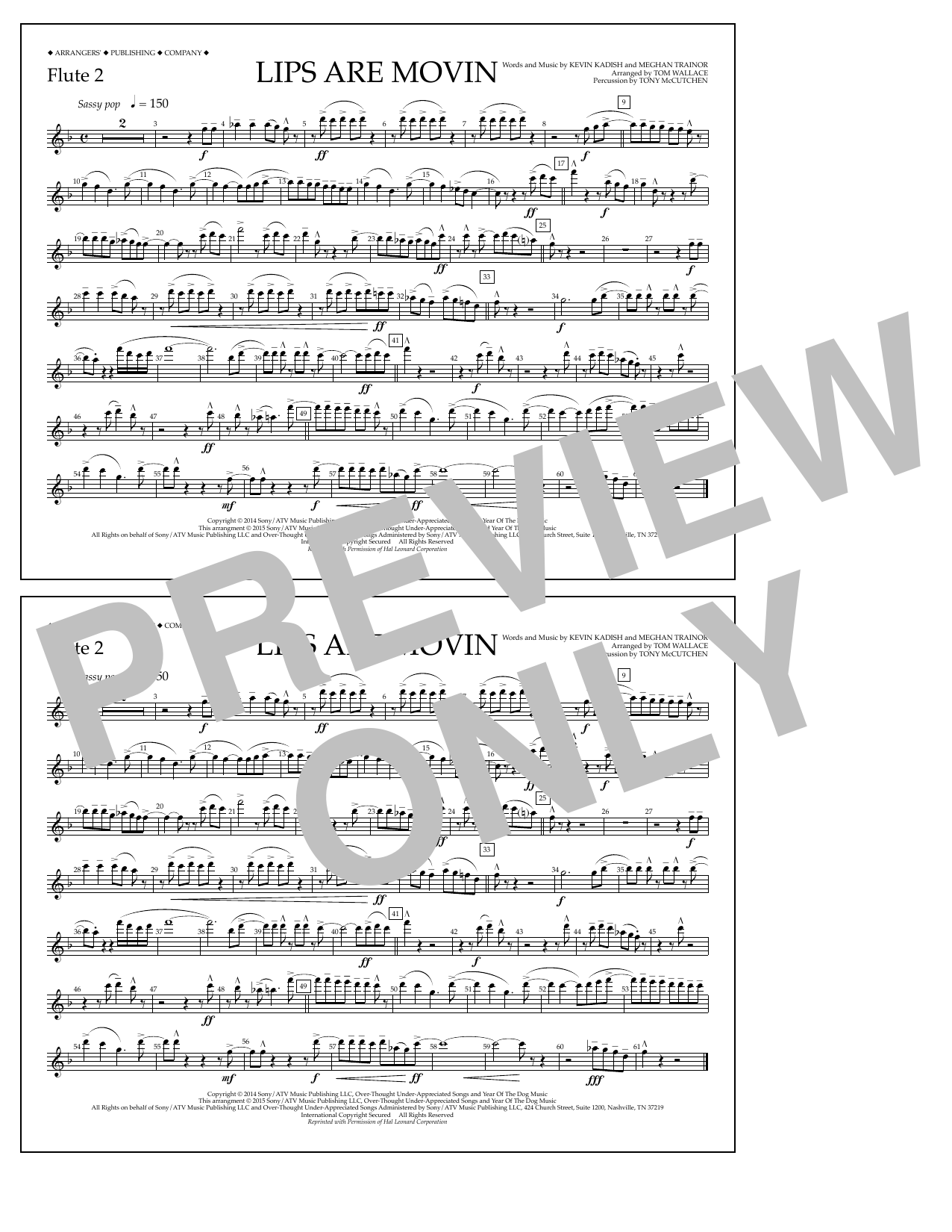 Download Tom Wallace Lips Are Movin - Flute 2 Sheet Music and learn how to play Marching Band PDF digital score in minutes