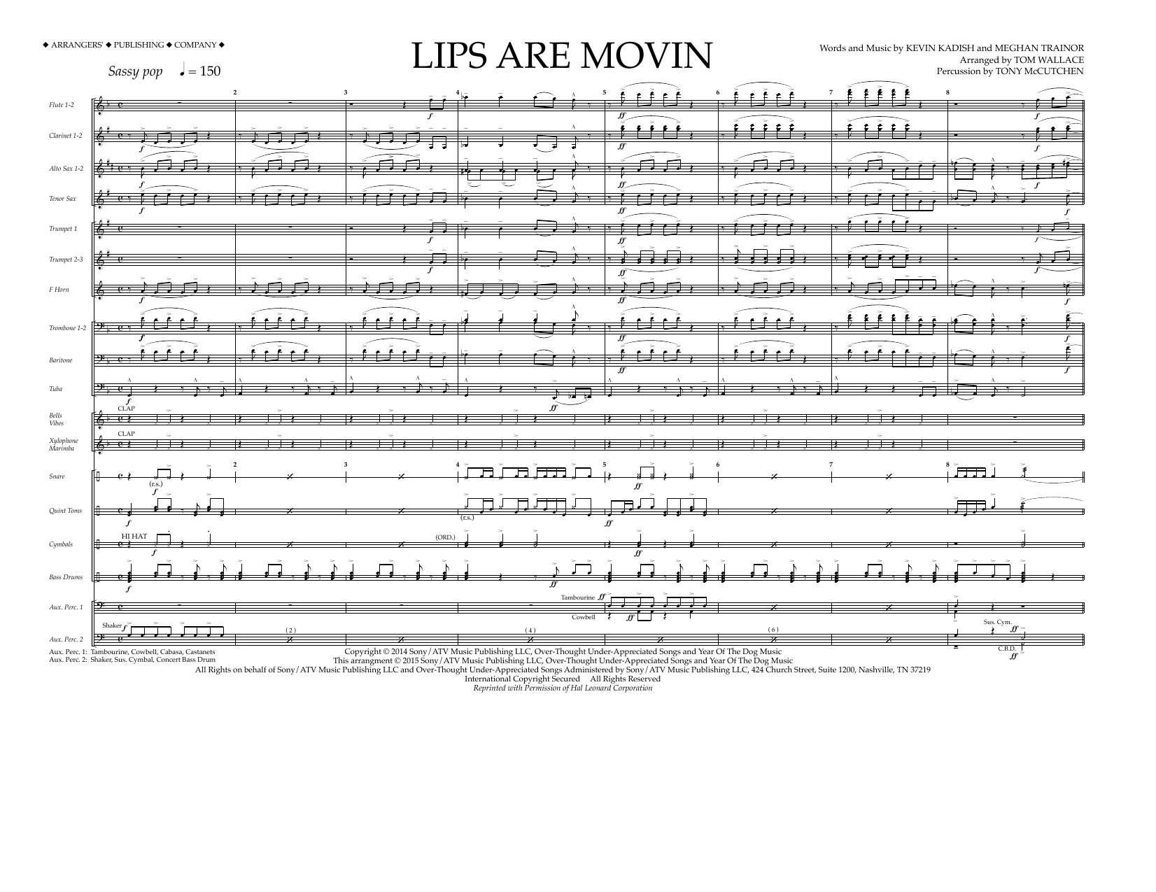 Download Tom Wallace Lips Are Movin - Full Score Sheet Music and learn how to play Marching Band PDF digital score in minutes
