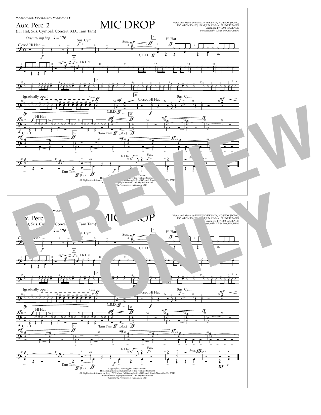 Download Tom Wallace Mic Drop - Aux. Perc. 2 Sheet Music and learn how to play Marching Band PDF digital score in minutes