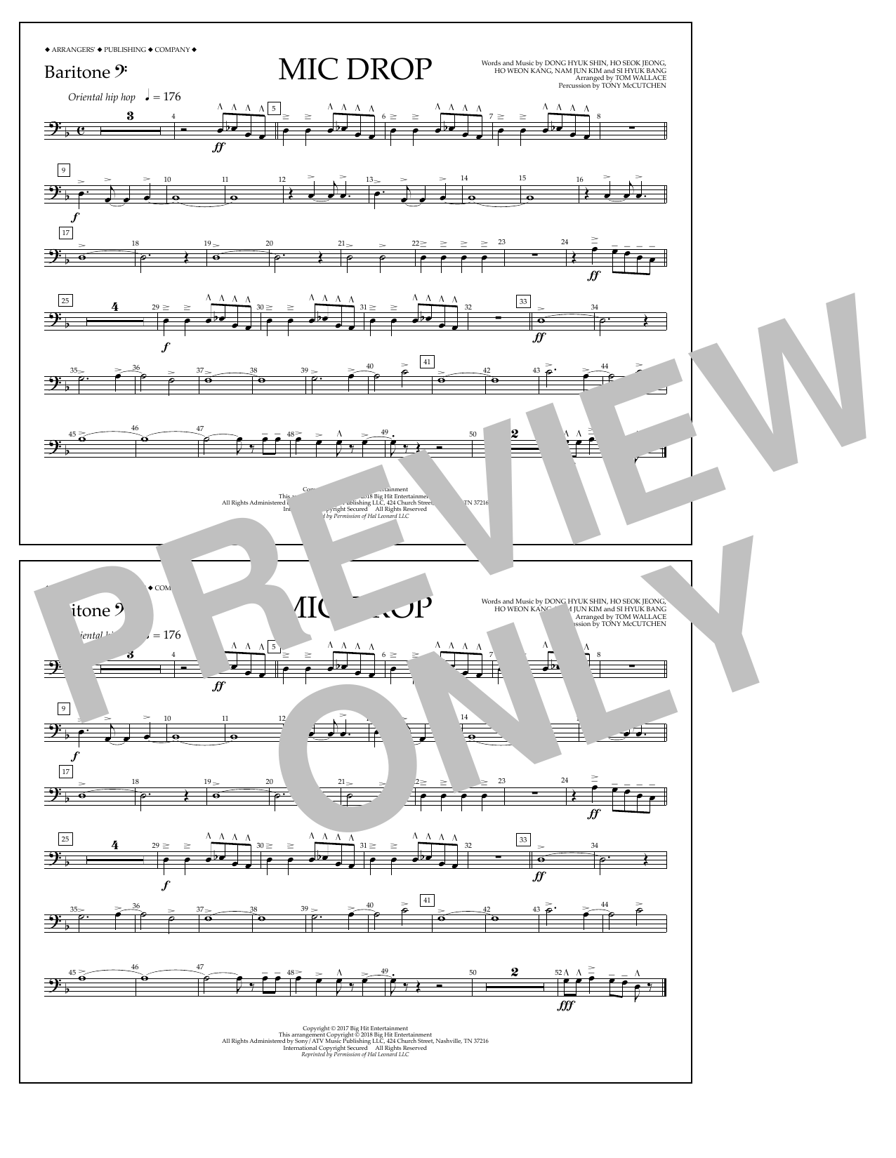 Download Tom Wallace Mic Drop - Baritone B.C. Sheet Music and learn how to play Marching Band PDF digital score in minutes