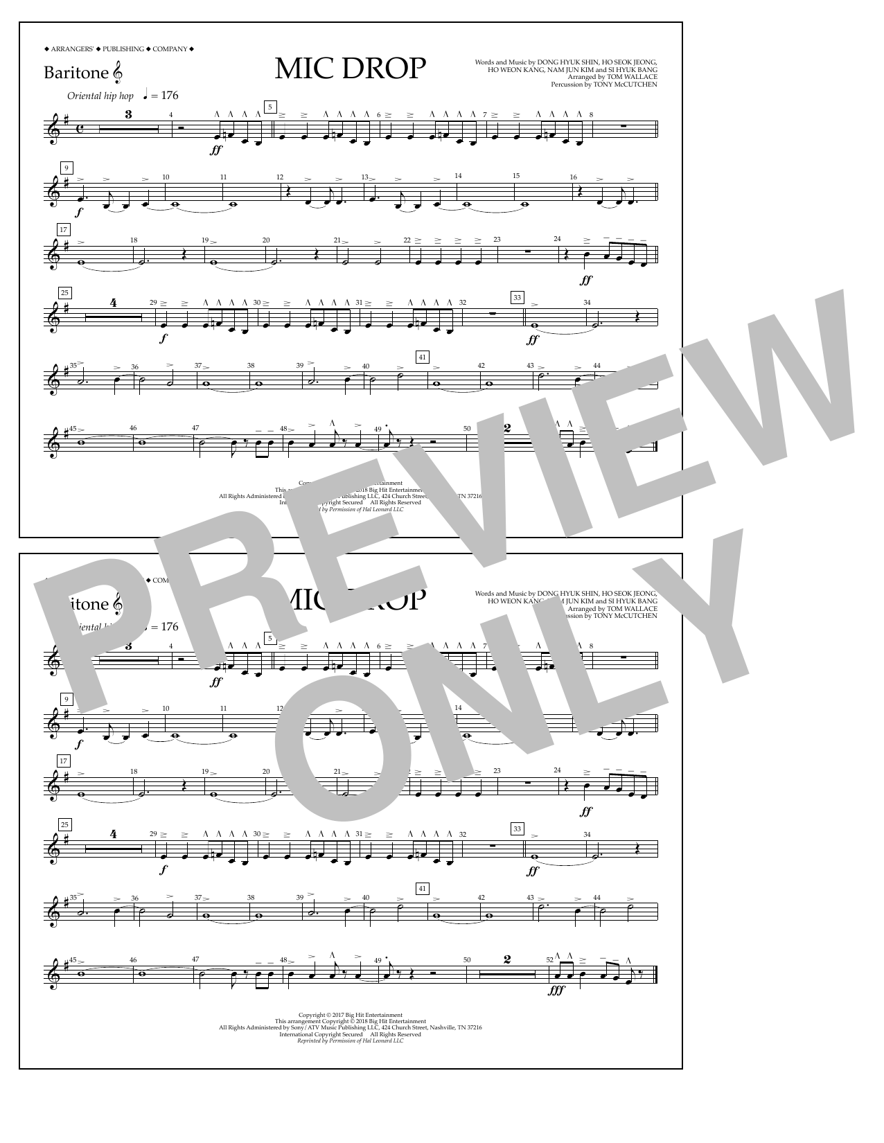 Download Tom Wallace Mic Drop - Baritone T.C. Sheet Music and learn how to play Marching Band PDF digital score in minutes