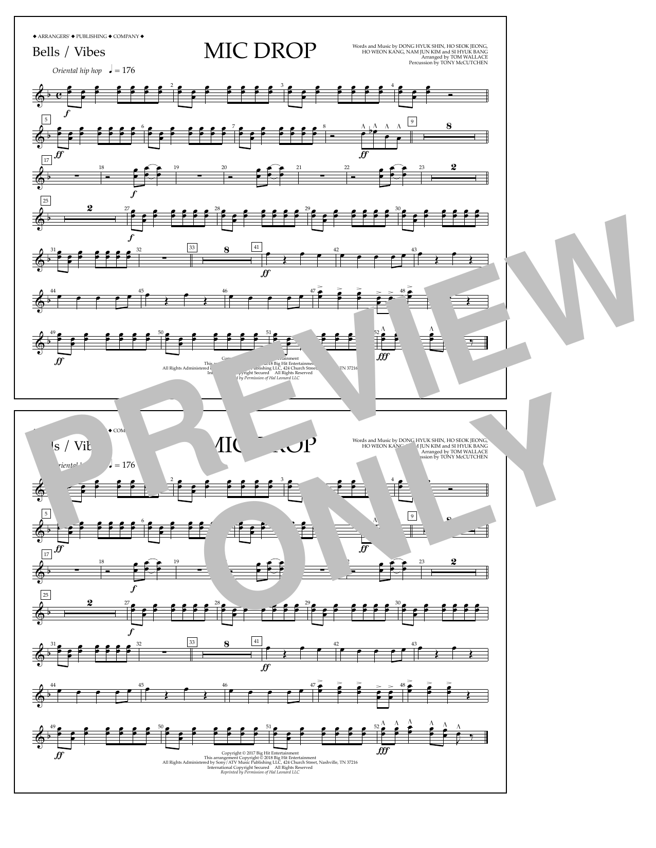 Download Tom Wallace Mic Drop - Bells/Vibes Sheet Music and learn how to play Marching Band PDF digital score in minutes